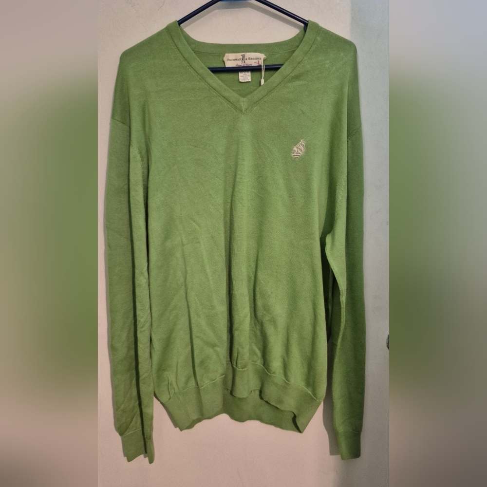 Fairway & Greene Classic Green V-Neck Sweater Sz.L NWT